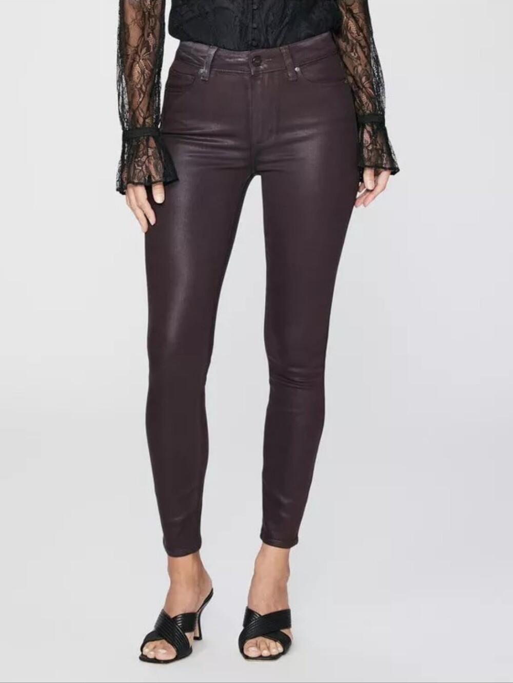 Paige Hoxton Ankle in Black Cherry Luxe Coating